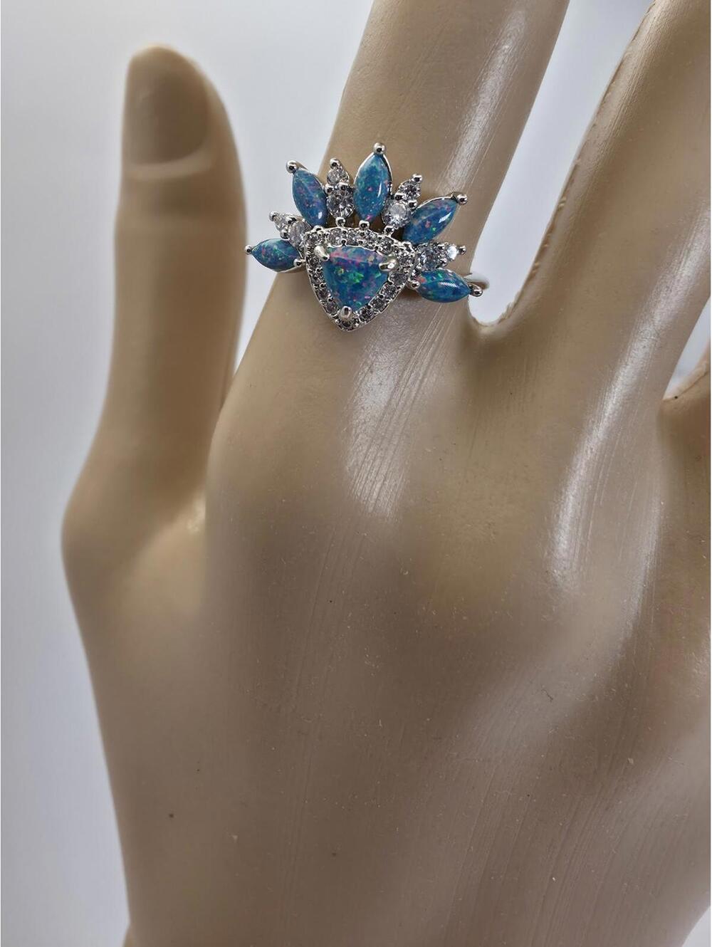 Ring Bomb Party Rbp6563 Now Let's Begin Emerald Fire Opal Size 7 Plated Silver